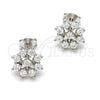 Arete Dormilona 02.285.0029 Plata Rodinada, Diseño de Flor, con Zirconia Cubica Blanca, Pulido, Rodinado