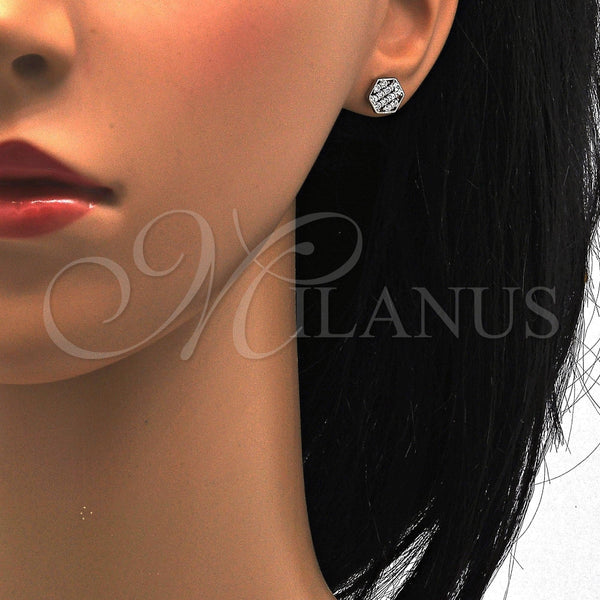 Arete Dormilona 02.285.0031 Plata Rodinada, con Zirconia Cubica Blanca, Pulido, Rodinado