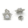 Arete Dormilona 02.285.0032 Plata Rodinada, Diseño de Estrella, con Zirconia Cubica Blanca, Pulido, Rodinado