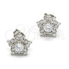 Arete Dormilona 02.285.0032 Plata Rodinada, Diseño de Estrella, con Zirconia Cubica Blanca, Pulido, Rodinado