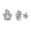 Arete Dormilona 02.285.0032 Plata Rodinada, Diseño de Estrella, con Zirconia Cubica Blanca, Pulido, Rodinado