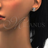 Arete Dormilona 02.285.0033 Plata Rodinada, con Zirconia Cubica Blanca y Micro Pave Blanca, Pulido, Rodinado