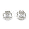 Arete Dormilona 02.285.0033 Plata Rodinada, con Zirconia Cubica Blanca y Micro Pave Blanca, Pulido, Rodinado