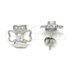 Arete Dormilona 02.285.0033 Plata Rodinada, con Zirconia Cubica Blanca y Micro Pave Blanca, Pulido, Rodinado