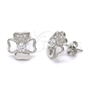 Arete Dormilona 02.285.0033 Plata Rodinada, con Zirconia Cubica Blanca y Micro Pave Blanca, Pulido, Rodinado