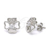 Arete Dormilona 02.285.0033 Plata Rodinada, con Zirconia Cubica Blanca y Micro Pave Blanca, Pulido, Rodinado
