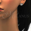 Arete Dormilona 02.285.0034 Plata Rodinada, Diseño de Mariposa, con Zirconia Cubica Blanca y Micro Pave Blanca, Pulido, Rodinado