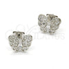 Arete Dormilona 02.285.0034 Plata Rodinada, Diseño de Mariposa, con Zirconia Cubica Blanca y Micro Pave Blanca, Pulido, Rodinado