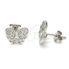 Arete Dormilona 02.285.0034 Plata Rodinada, Diseño de Mariposa, con Zirconia Cubica Blanca y Micro Pave Blanca, Pulido, Rodinado