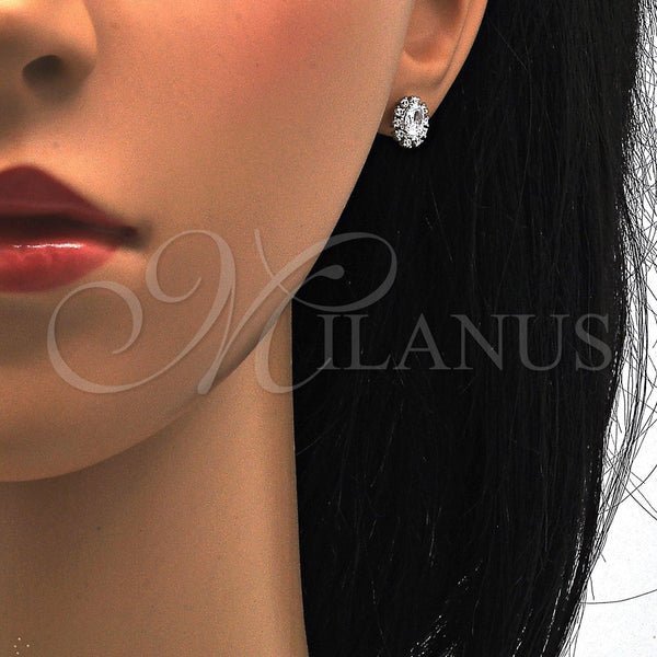 Arete Dormilona 02.285.0035 Plata Rodinada, con Zirconia Cubica Blanca, Pulido, Rodinado