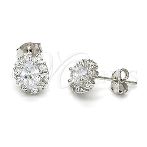 Arete Dormilona 02.285.0035 Plata Rodinada, con Zirconia Cubica Blanca, Pulido, Rodinado