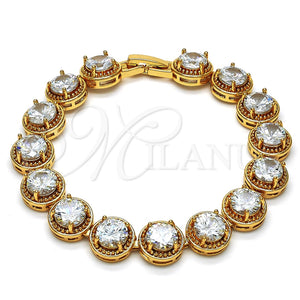 Pulsera Tennis 03.266.0001.07 Oro Laminado, con Blanca Zirconia Cubica, Pulido, Tono Dorado (10 MM Thickness, 7 Inches Length)