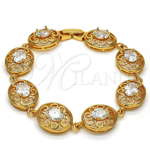 Pulsera Tennis 03.266.0002.07 Oro Laminado, con Blanca Zirconia Cubica, Pulido, Tono Dorado (14 MM Thickness, 7 Inches Length)