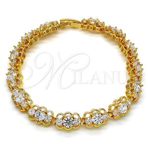Pulsera Tennis 03.283.0016.07 Oro Laminado, con Blanca Zirconia Cubica, Pulido, Tono Dorado (08 MM Thickness, 7 Inches Length)