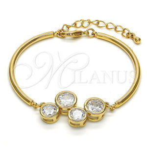 Pulsera Elegante 03.65.1165.07 Oro Laminado, con Blanca Zirconia Cubica, Pulido, Tono Dorado (03 MM Thickness, 7 Inches Length)