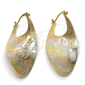 Argolla Pequeña 02.65.2528.20 Oro Laminado, Diseño de Flor, Pulido, Tres Tonos