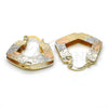 Argolla Pequeña 02.65.2532.25 Oro Laminado, Diseño de Llave y Candado, Diamantado, Tres Tonos