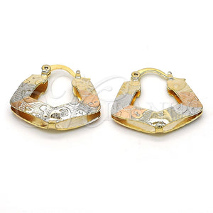 Argolla Pequeña 02.65.2532.25 Oro Laminado, Diseño de Llave y Candado, Diamantado, Tres Tonos