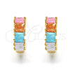 Argolla Huggie 02.65.2554.15 Oro Laminado, con Multicolor Zirconia Cubica, Pulido, Tono Dorado