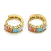 Argolla Huggie 02.65.2554.15 Oro Laminado, con Multicolor Zirconia Cubica, Pulido, Tono Dorado