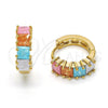 Argolla Huggie 02.65.2554.15 Oro Laminado, con Multicolor Zirconia Cubica, Pulido, Tono Dorado