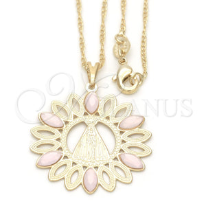 Collares con Dije 04.09.0055.1.18 Oro Laminado, Diseño de Caridad del Cobre, con Rosa Opal, Pulido, Tono Dorado (0.50 Gauge, 18 Inches Length)