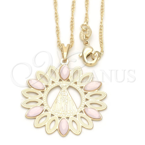 Collares con Dije 04.09.0055.1.18 Oro Laminado, Diseño de Caridad del Cobre, con Rosa Opal, Pulido, Tono Dorado (0.50 Gauge, 18 Inches Length)