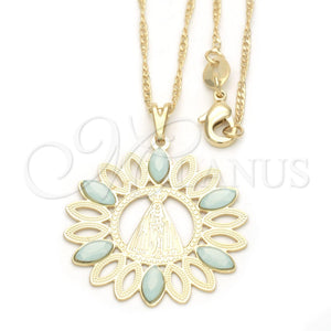 Collares con Dije 04.09.0055.2.18 Oro Laminado, Diseño de Caridad del Cobre, con Aguamarina Opal, Pulido, Tono Dorado (0.50 Gauge, 18 Inches Length)