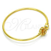 Aro Individual 07.233.0003 Oro Laminado, Diseño de Flor, con Blanca Zirconia Cubica and Blanca Micro Pave, Pulido, Tono Dorado (03 MM Thickness, One size fits all)