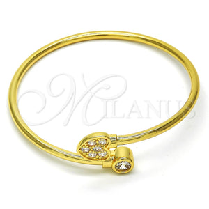 Aro Individual 07.233.0006 Oro Laminado, Diseño de Corazón, con Blanca Zirconia Cubica, Pulido, Tono Dorado (03 MM Thickness, One size fits all)
