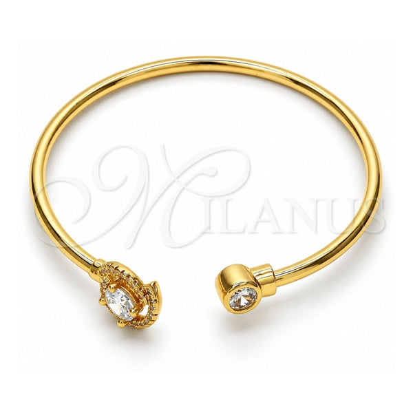 Aro Individual 07.233.0010 Oro Laminado, con Blanca Zirconia Cubica and Blanca Cristal, Pulido, Tono Dorado (03 MM Thickness, One size fits all)