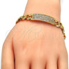 Pulsera con Placa 03.284.0010.07 Oro Laminado, con Blanca Zirconia Cubica, Pulido, Tono Dorado (11 MM Thickness, 7 Inches Length)