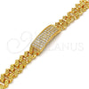 Pulsera con Placa 03.284.0010.07 Oro Laminado, con Blanca Zirconia Cubica, Pulido, Tono Dorado (11 MM Thickness, 7 Inches Length)