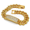 Pulsera con Placa 03.284.0010.07 Oro Laminado, con Blanca Zirconia Cubica, Pulido, Tono Dorado (11 MM Thickness, 7 Inches Length)