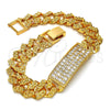 Pulsera con Placa 03.284.0010.07 Oro Laminado, con Blanca Zirconia Cubica, Pulido, Tono Dorado (11 MM Thickness, 7 Inches Length)