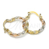 Argolla Pequeña 02.65.2586.20 Oro Laminado, Diseño de Torcido, Diamantado, Tres Tonos