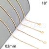Gargantilla Basica 04.213.0056.18 Oro Laminado, Diseño de Bola, Pulido, Tono Dorado (02 MM Thickness, 18 Inches Length)