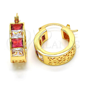 Argolla Pequeña 02.185.0001.8.20 Oro Laminado, con Rubi and Blanca Zirconia Cubica, Pulido, Tono Dorado