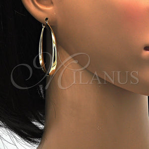 Argolla Mediana 02.122.0092.40 Oro Laminado, Diseño de Gota y Hueco, Pulido, Tono Dorado