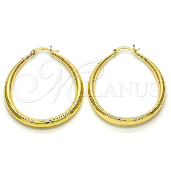 Argolla Mediana 02.122.0092.40 Oro Laminado, Diseño de Gota y Hueco, Pulido, Tono Dorado