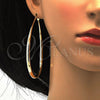 Argolla Grande 02.122.0092.60 Oro Laminado, Diseño de Gota y Hueco, Pulido, Tono Dorado