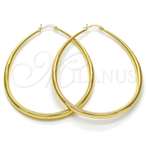 Argolla Grande 02.122.0092.60 Oro Laminado, Diseño de Gota y Hueco, Pulido, Tono Dorado