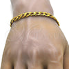 Pulsera Básica 03.256.0012.08 Acero Inoxidable, Diseño de Cubana, Pulido, Tono Dorado (200 Gauge, 08 MM Thickness, 8 Inches Length)