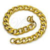 Pulsera Básica 03.256.0012.08 Acero Inoxidable, Diseño de Cubana, Pulido, Tono Dorado (200 Gauge, 08 MM Thickness, 8 Inches Length)