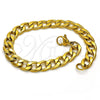 Pulsera Básica 03.256.0012.08 Acero Inoxidable, Diseño de Cubana, Pulido, Tono Dorado (200 Gauge, 08 MM Thickness, 8 Inches Length)