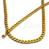 Collar y Pulsera 06.256.0008 Acero Inoxidable, Diseño de Cubana, Pulido, Tono Dorado