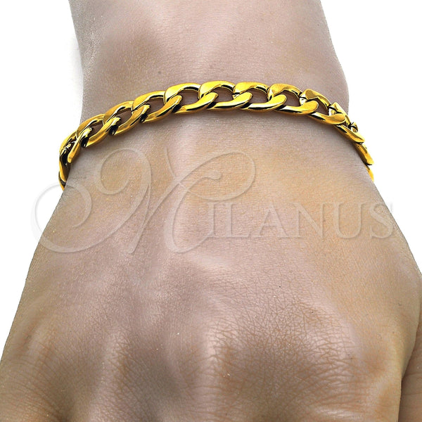 Collar y Pulsera 06.256.0009 Acero Inoxidable, Diseño de Cubana, Pulido, Tono Dorado