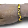 Pulsera Básica 03.256.0015.08 Acero Inoxidable, Diseño de Figaro, Pulido, Tono Dorado (200 Gauge, 08 MM Thickness, 8 Inches Length)