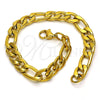 Pulsera Básica 03.256.0015.08 Acero Inoxidable, Diseño de Figaro, Pulido, Tono Dorado (200 Gauge, 08 MM Thickness, 8 Inches Length)