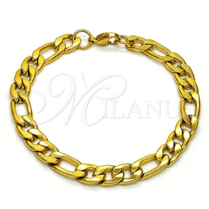 Pulsera Básica 03.256.0015.08 Acero Inoxidable, Diseño de Figaro, Pulido, Tono Dorado (200 Gauge, 08 MM Thickness, 8 Inches Length)